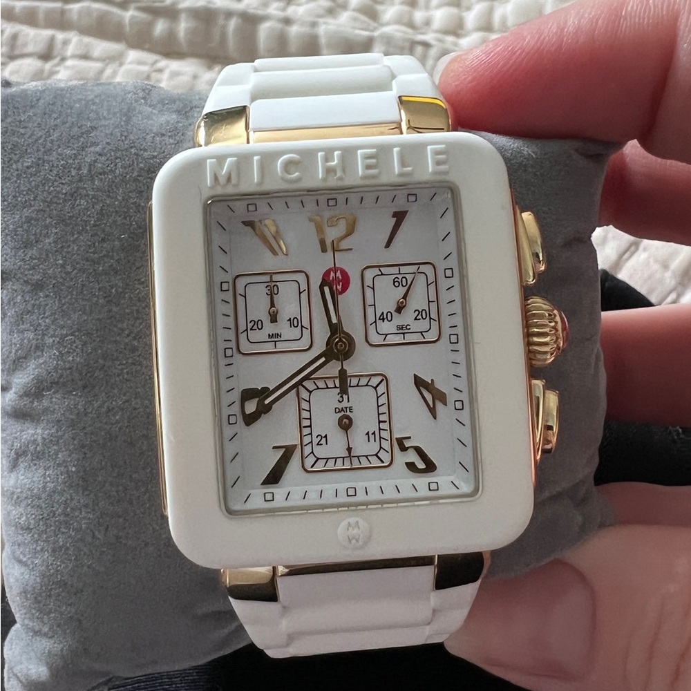 MICHELE PARK JELLY BEAN WHITE GOLD WATCH